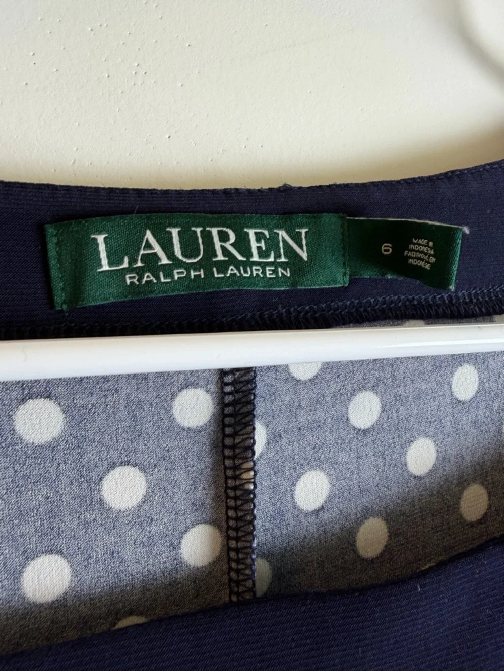 Lauren Ralph Lauren Navy Polka Dot Fit & Flare Dress Size 6 - Picture 5 of 7